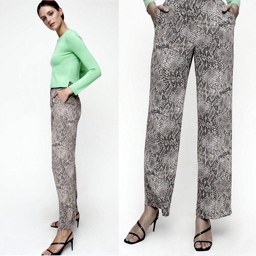 T. Babaton Python Print Silk Pants - image 1
